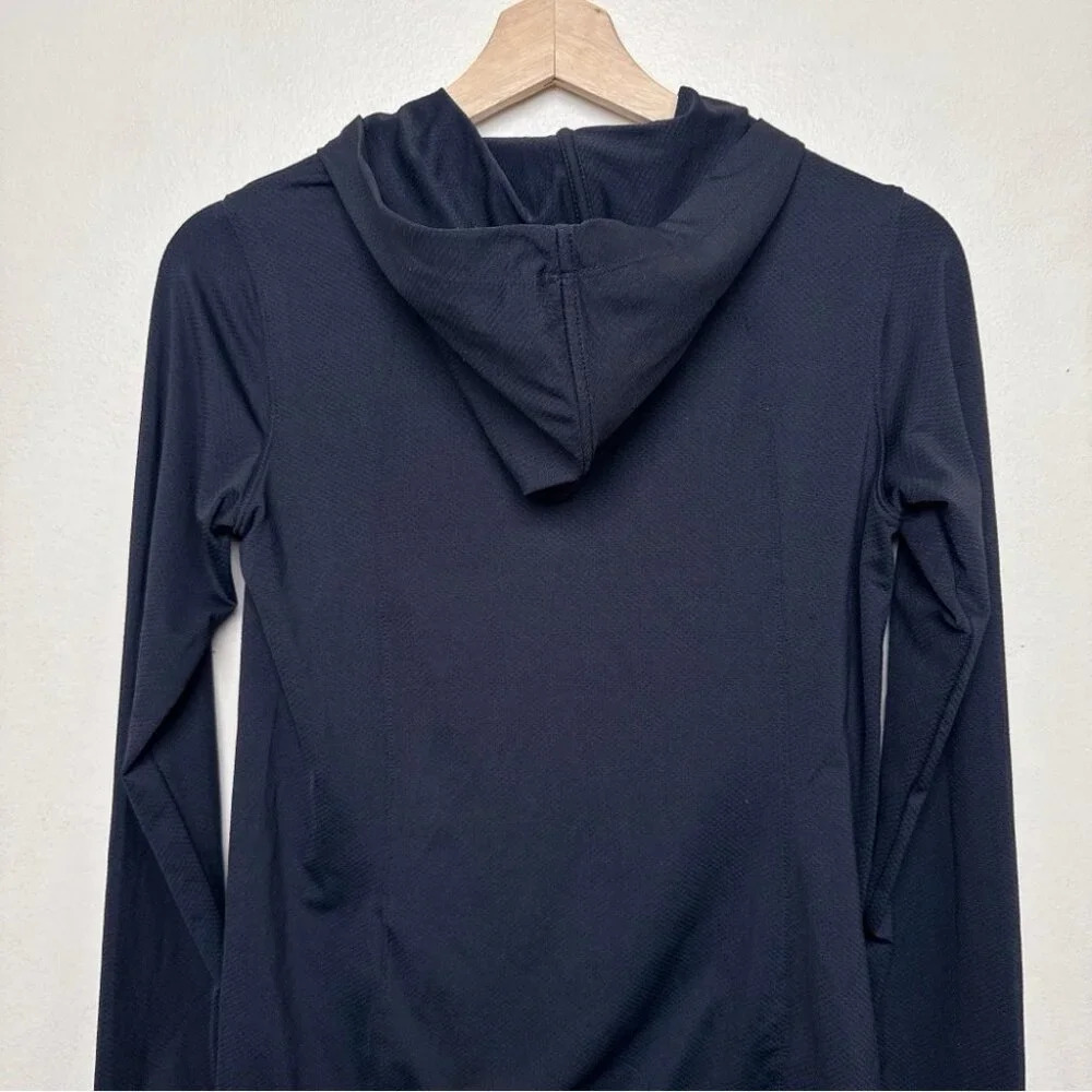 Women's Black Zip-Front Hooded Jacket - Picture 13 of 15